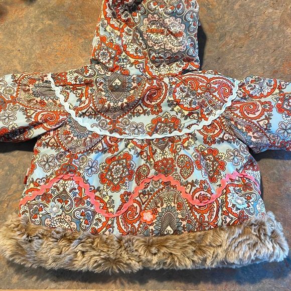 Oilily Jackets & Coats Oilily Baby Girl Coat Floral Faux Fur 6 Mo